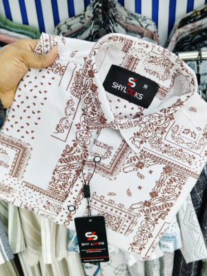 Luxury Popcorn Half Sleeve Print Shirt | STV008